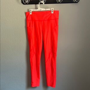 Bright Orange Under Armor Compression Heat Gear Athletic Leggings